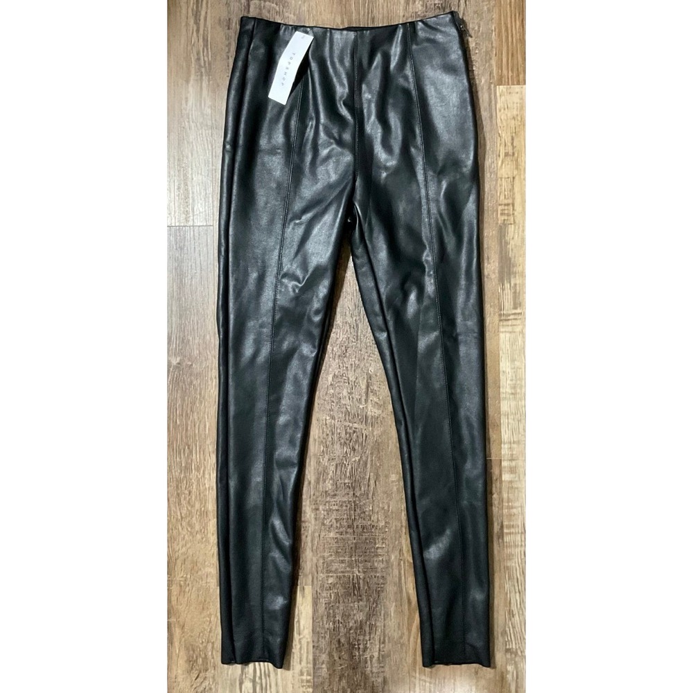 Topshop faux leather leggings women's size 6 black NWT lined zipper side